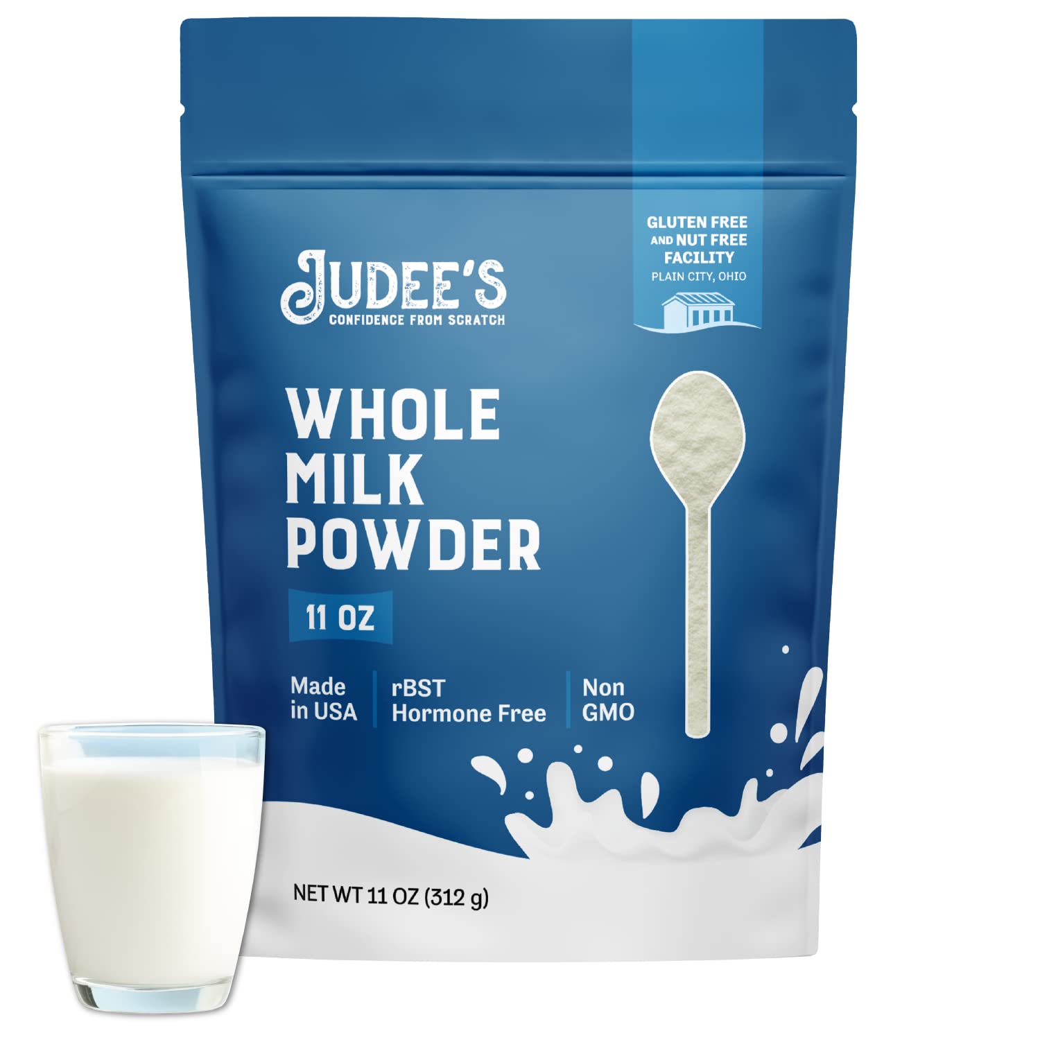 251231095044291_1 Judee's Pure Whole Milk Powder - 100% Non-GMO, rBST Hormone-Free, Gluten-Free and Nut-Free - Pantry Staple, Baking Ready, Great for Travel, Easy to Store and Shelf Stable - Made in USA - 2.5 lb (40oz) - Image 1